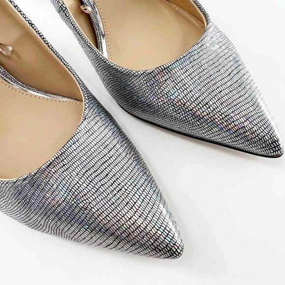 Jessica Simpson Rexha Silver Iridescent Snakeskin Iridescent Glam Stiletto Heels - Picture 11 of 12